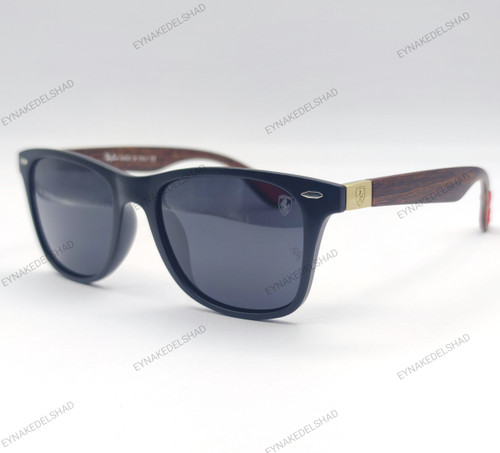 عینک پلاریزه فرم مشکی دسته چوب مخصوص رانندگی