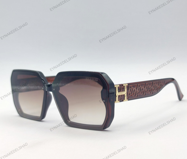 عینک برند هرمس رنگ قهوه اب